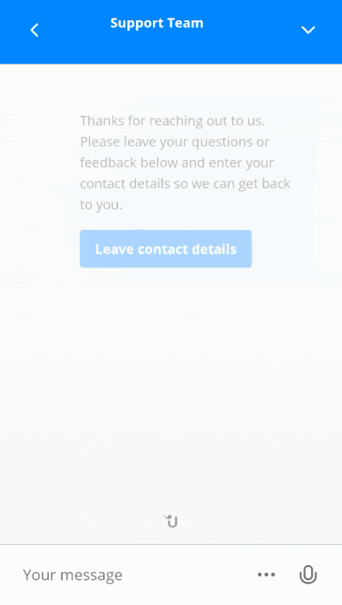 A GIF showing how a user takes a photo of his dog in the Userlike Website Messenger