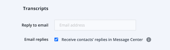 a screenshot of the receive email settings in the Dashboard