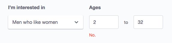 Inform validation in OkCupid's website login
