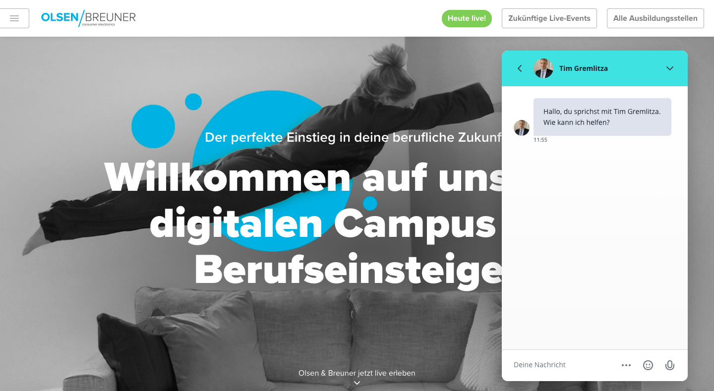 Screenshot der Landing Page von Olsen/Breuner