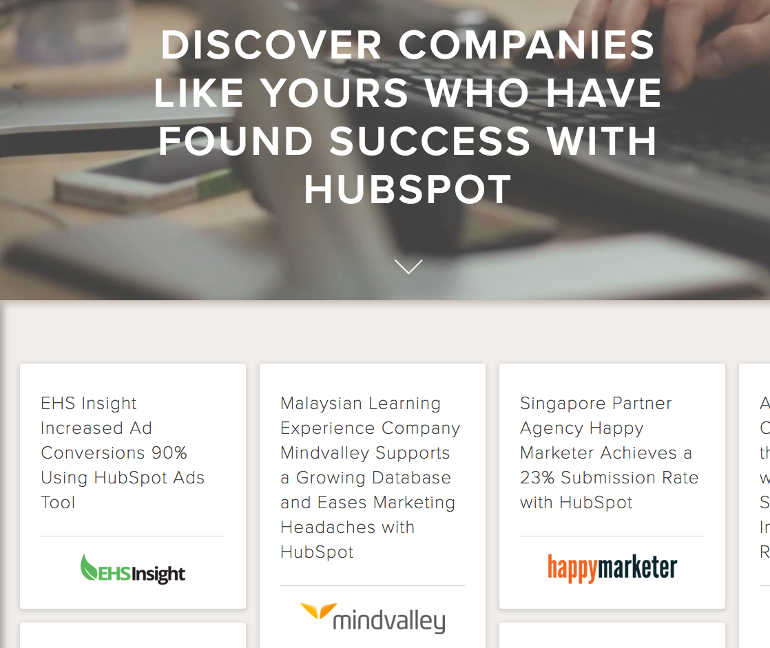 Hubspot's case study page