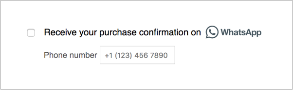 Screenshot of opt-in option to receive updates via WhatsApp