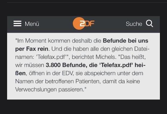 Zitat von Leiter des Gesundheitsamts zu Fallbearbeitung von Corona mithilfe von Faxgeräten