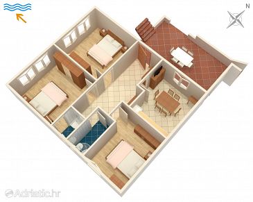 Plan Stanići, Plan u smještaju tipa apartment, dopusteni kucni ljubimci i WIFI.
