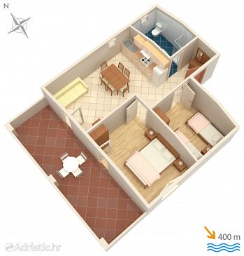 Půdorys Medulin, Půdorys u smještaju tipa apartment, WIFI.