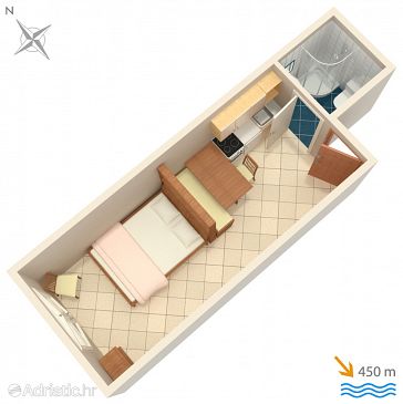 Plan Novigrad, Plan u smještaju tipa studio-apartment, WIFI.