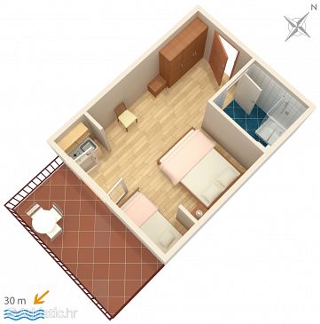 Studio flat AS-2601-h - Apartments and Rooms Podgora (Makarska) - 2601