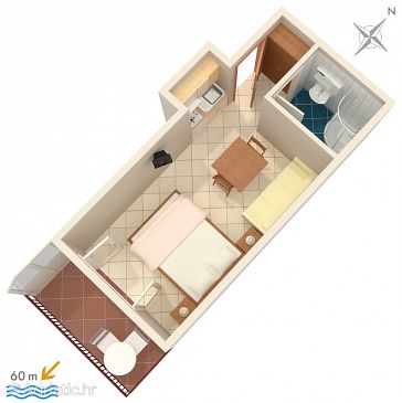 Plan Orebić, Plan u smještaju tipa studio-apartment, WIFI.