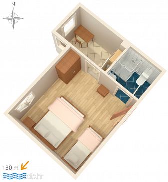Plan Stanići, Plan u smještaju tipa apartment, dopusteni kucni ljubimci i WIFI.