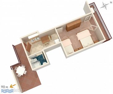 Plan Podaca, Plan u smještaju tipa apartment, WIFI.