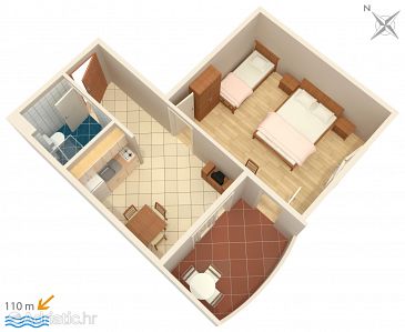 Plan Trpanj, Plan u smještaju tipa apartment, dopusteni kucni ljubimci i WIFI.