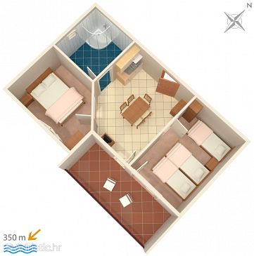 Plan Duće, Plan u smještaju tipa apartment, WIFI.