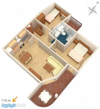 Plan Tučepi, Plan u smještaju tipa apartment, WIFI.