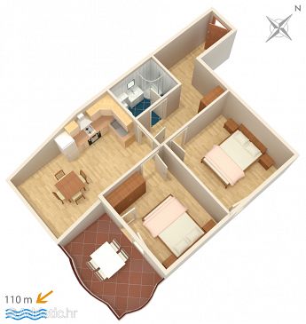 Plan Tučepi, Plan u smještaju tipa apartment, WIFI.