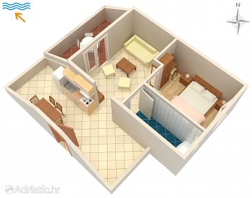 Plan Kampor, Plan u smještaju tipa apartment, WIFI.