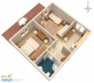 Plan Pag, Plan u smještaju tipa apartment, dopusteni kucni ljubimci i WIFI.