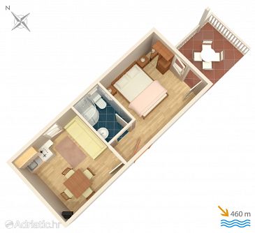 Plan Vodice, Plan u smještaju tipa apartment.