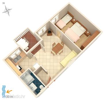 Plan Brodarica, Plan u smještaju tipa apartment, WIFI.