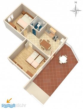 Plan Grebaštica, Plan u smještaju tipa apartment.