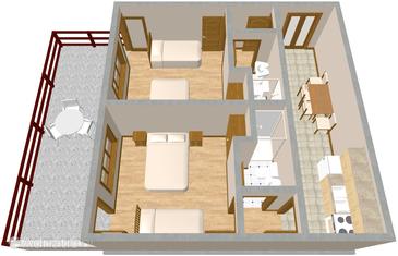 Plan Luka, Plan u smještaju tipa apartment, dopusteni kucni ljubimci i WIFI.