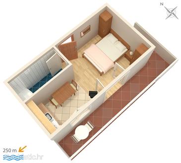 Plan Hvar, Plan u smještaju tipa studio-apartment.