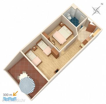 Plan Duće, Plan u smještaju tipa apartment.