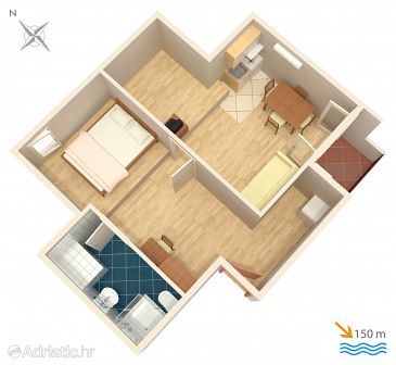 Plan Duće, Plan u smještaju tipa apartment, dopusteni kucni ljubimci i WIFI.