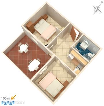 Plan Pisak, Plan u smještaju tipa apartment, WIFI.