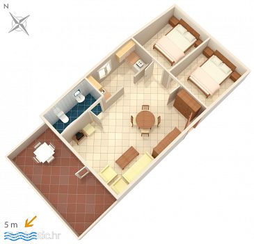 Plan Supetarska Draga - Gornja, Plan u smještaju tipa apartment, WIFI.