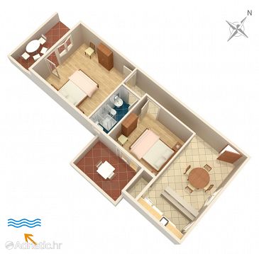 Plan Supetarska Draga - Gonar, Plan u smještaju tipa apartment, dopusteni kucni ljubimci.