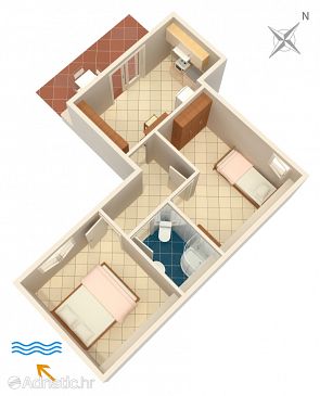 Plan Supetarska Draga - Gonar, Plan u smještaju tipa apartment, dopusteni kucni ljubimci.