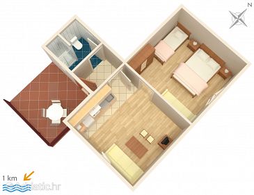 Plan Murter, Plan u smještaju tipa apartment, WIFI.