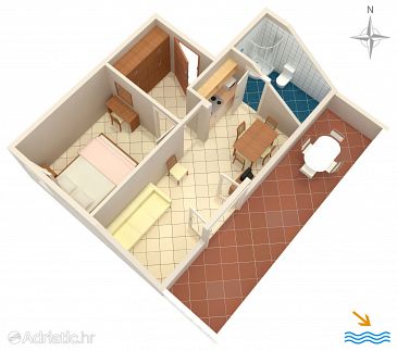 Plan Slano, Plan u smještaju tipa apartment, dopusteni kucni ljubimci i WIFI.