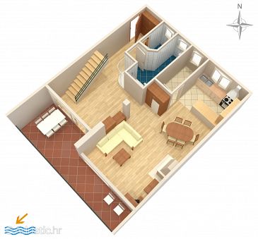 Plan Podgora, Plan u smještaju tipa apartment, WIFI.