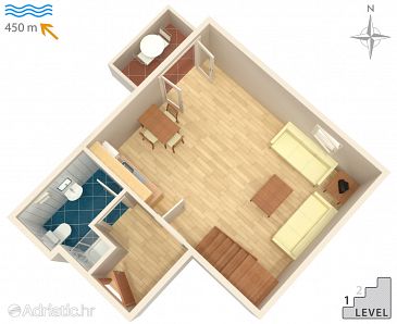 Plan Malinska, Plan u smještaju tipa apartment, dopusteni kucni ljubimci i WIFI.