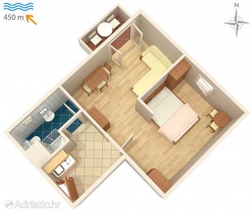 Plan Malinska, Plan u smještaju tipa apartment, dopusteni kucni ljubimci i WIFI.