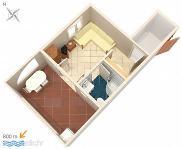 Plan Njivice, Plan u smještaju tipa studio-apartment, WIFI.