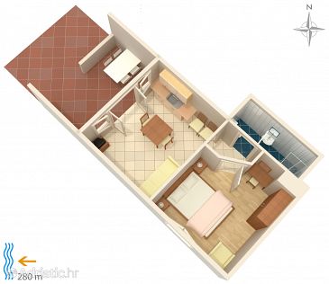 Plan Klenovica, Plan u smještaju tipa apartment, WIFI.
