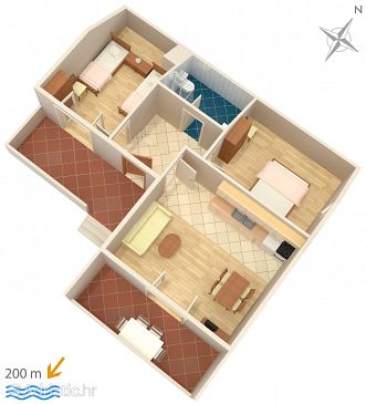 Plan Vrsi - Mulo, Plan u smještaju tipa apartment, WIFI.