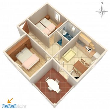 Plan Vrsi - Mulo, Plan u smještaju tipa apartment, WIFI.