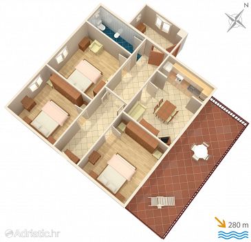 Plan Marina, Plan u smještaju tipa apartment, dopusteni kucni ljubimci i WIFI.