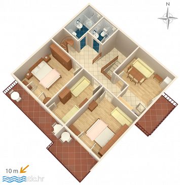 Plan Stara Novalja, Plan u smještaju tipa apartment, WIFI.