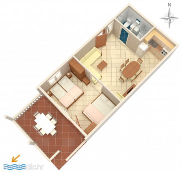 Plan Metajna, Plan u smještaju tipa apartment, WIFI.