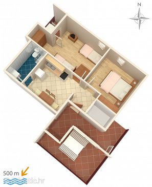 Plan Bilo, Plan u smještaju tipa apartment, WIFI.
