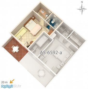 Plan Starigrad, Plan u smještaju tipa studio-apartment, WIFI.