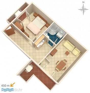 Plan Baška Voda, Plan u smještaju tipa apartment, WIFI.
