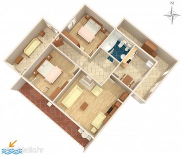 Plan Makarska, Plan u smještaju tipa apartment.