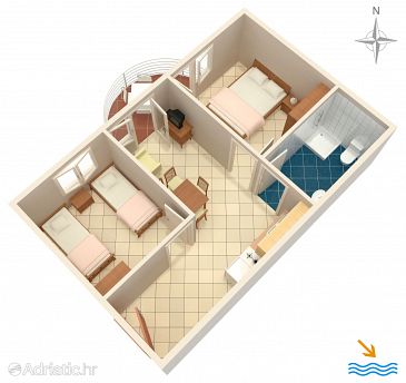 Plan Rastići, Plan u smještaju tipa apartment, dopusteni kucni ljubimci i WIFI.