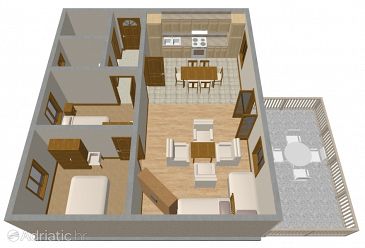 Plan Ždrelac, Plan u smještaju tipa apartment.