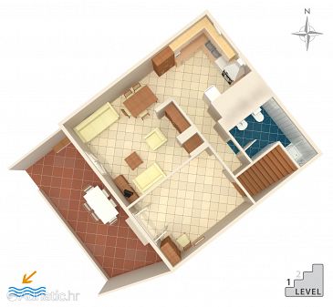 Plan Cavtat, Plan u smještaju tipa house, dopusteni kucni ljubimci i WIFI.